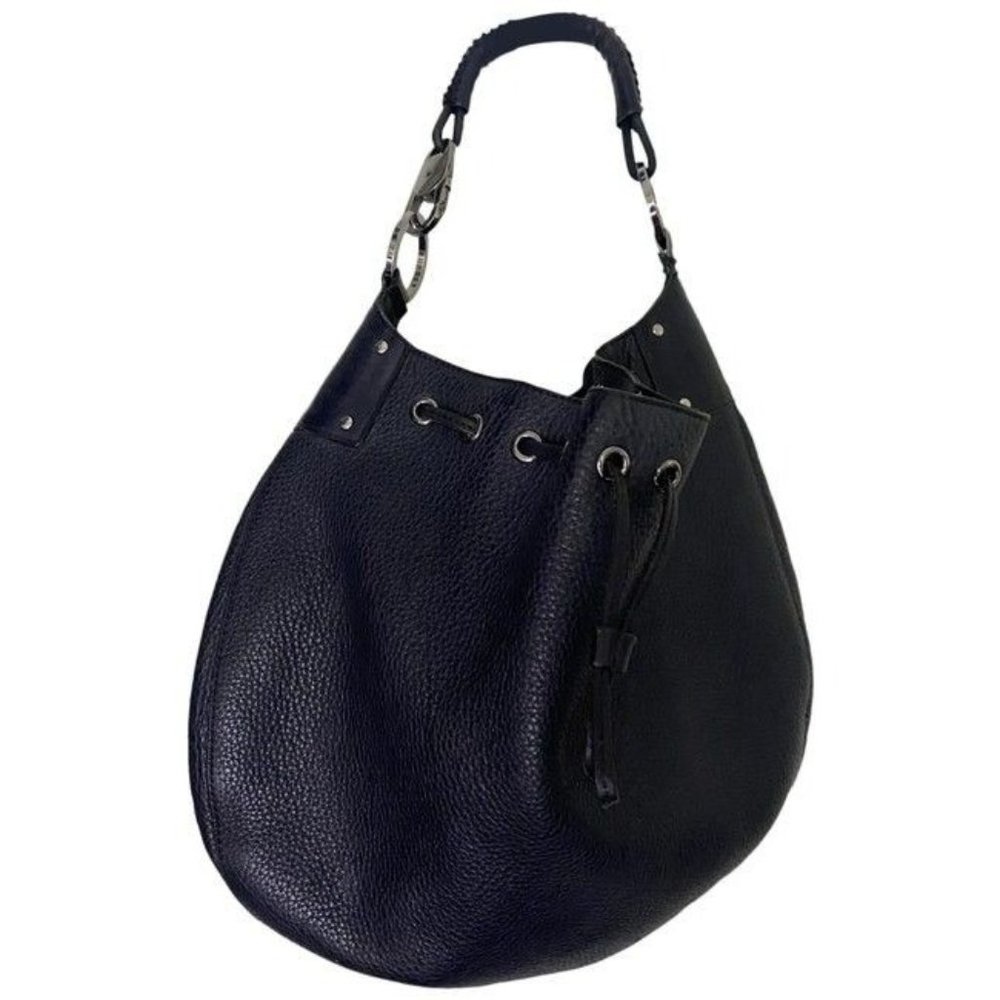 Gucci Hobo Vintage Drawstring Black Calfskin Backpack